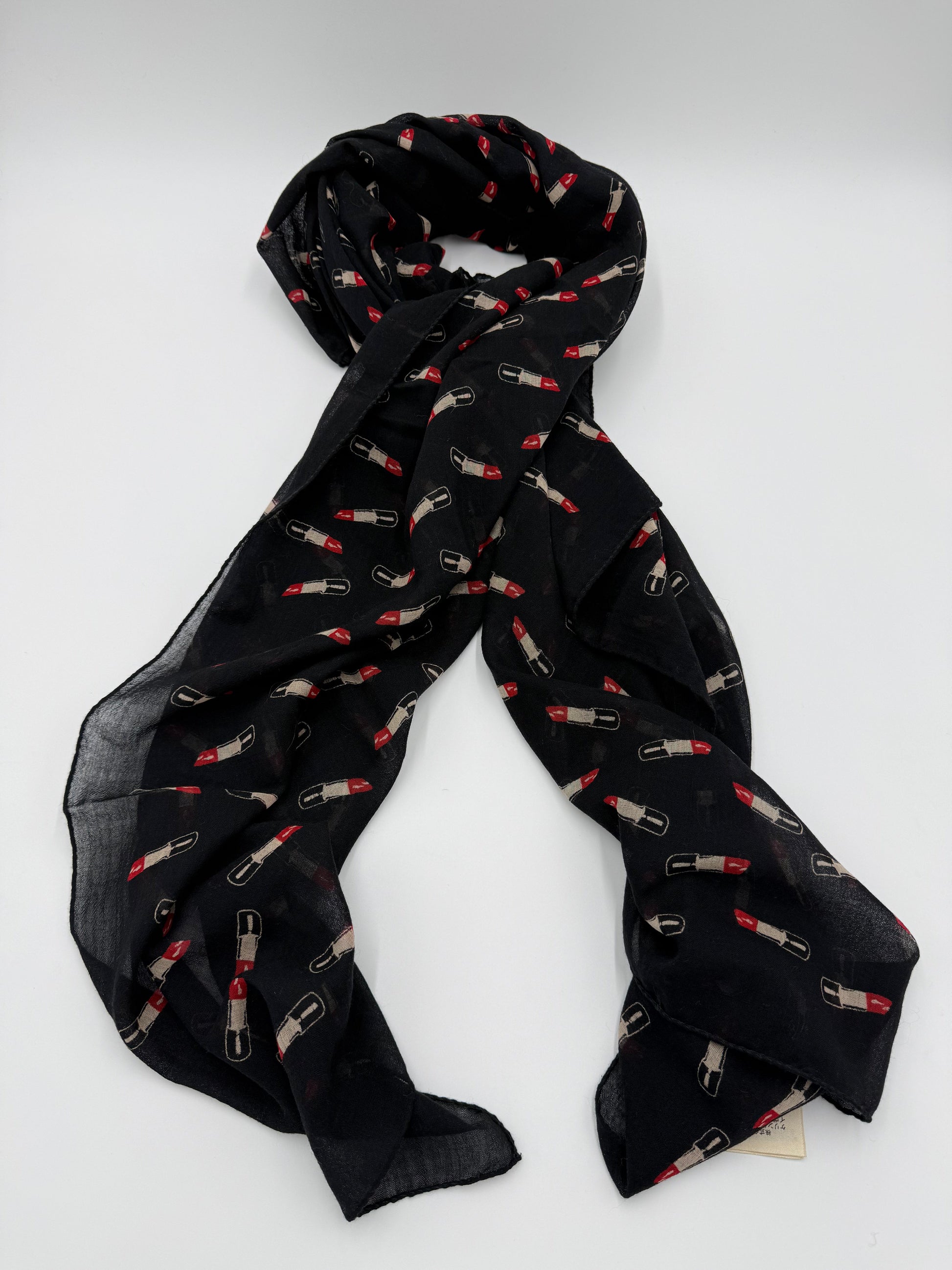 Saint Laurent Stola in Lana con Stampa Rossetti Nero - Pally Vintage Closet