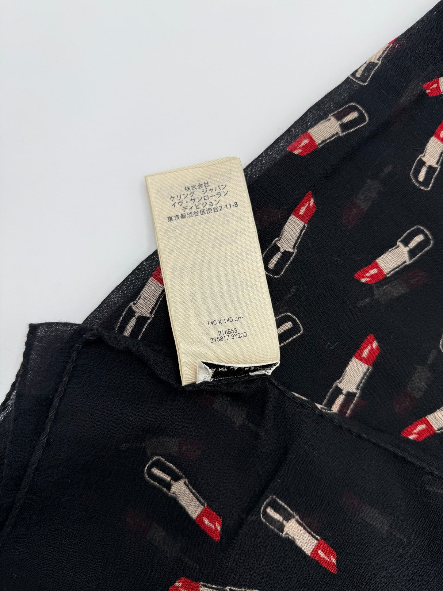 Saint Laurent Stola in Lana con Stampa Rossetti Nero - Pally Vintage Closet