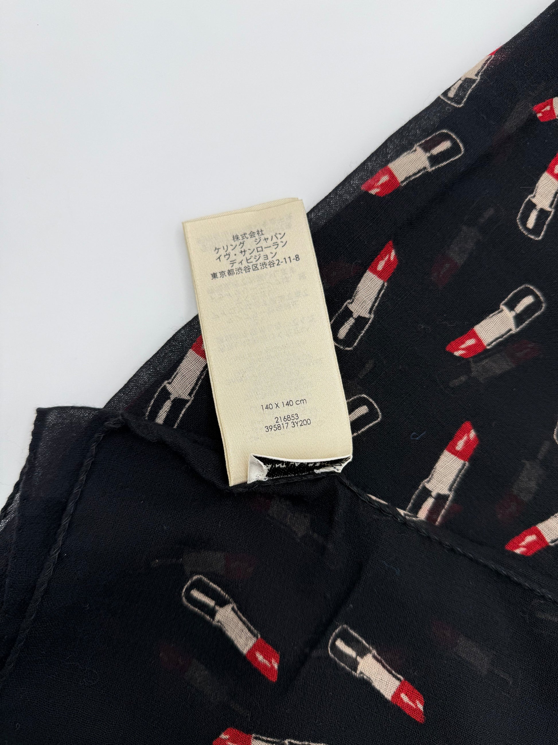 Saint Laurent Stola in Lana con Stampa Rossetti Nero - Pally Vintage Closet