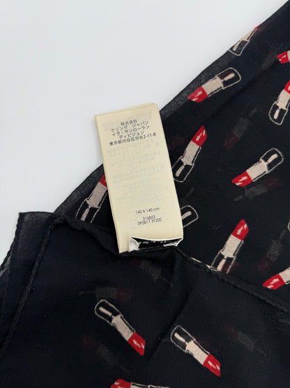 Saint Laurent Stola in Lana con Stampa Rossetti Nero - Pally Vintage Closet