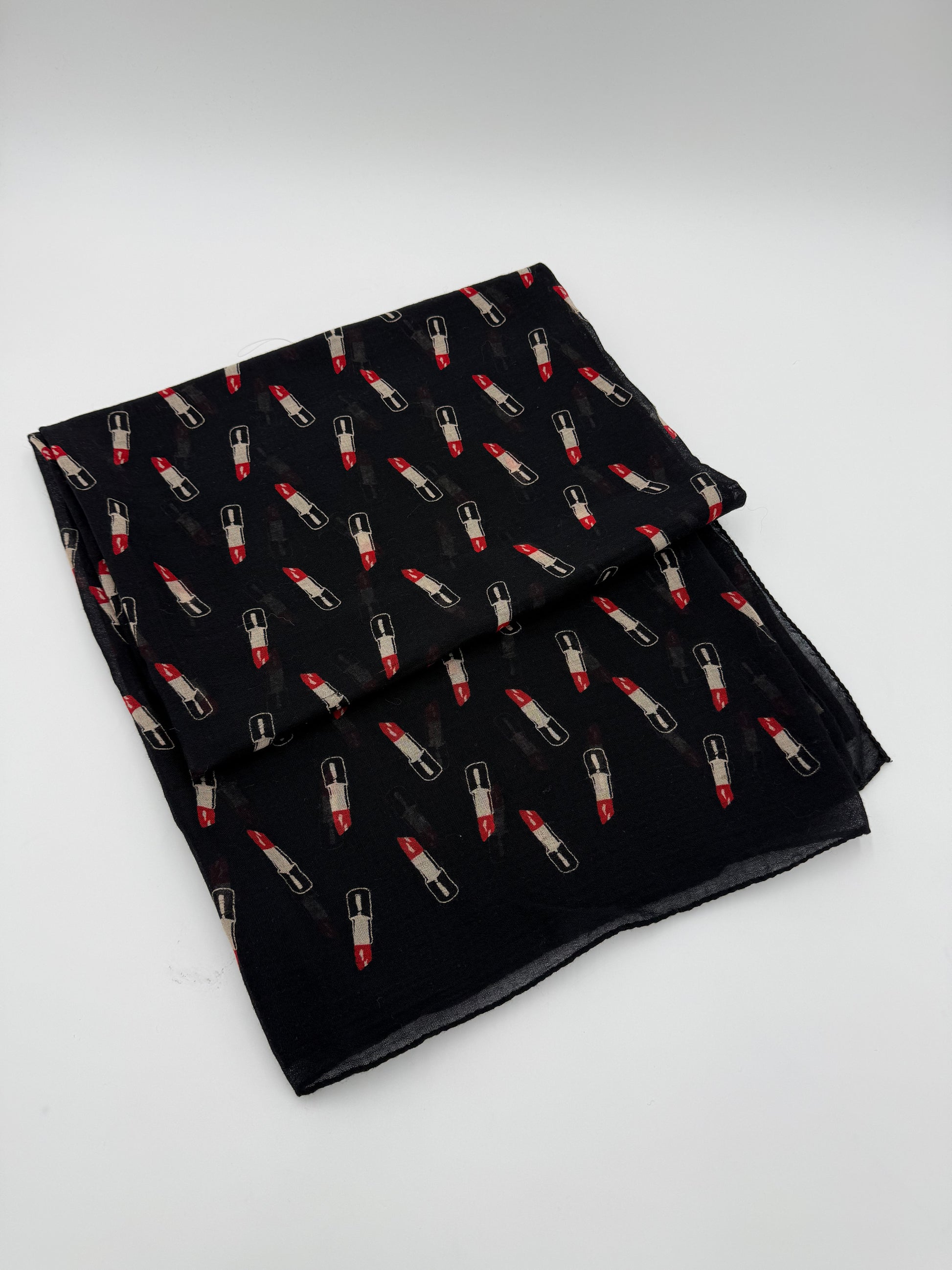 Saint Laurent Stola in Lana con Stampa Rossetti Nero - Pally Vintage Closet