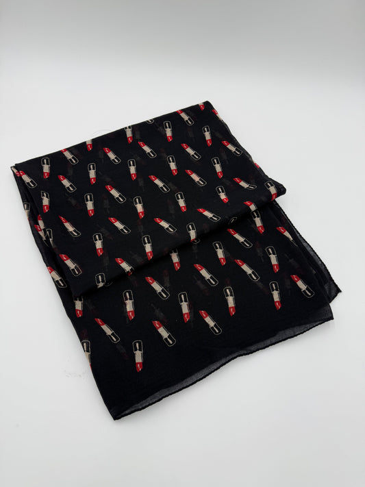 Saint Laurent Stola in Lana con Stampa Rossetti Nero - Pally Vintage Closet