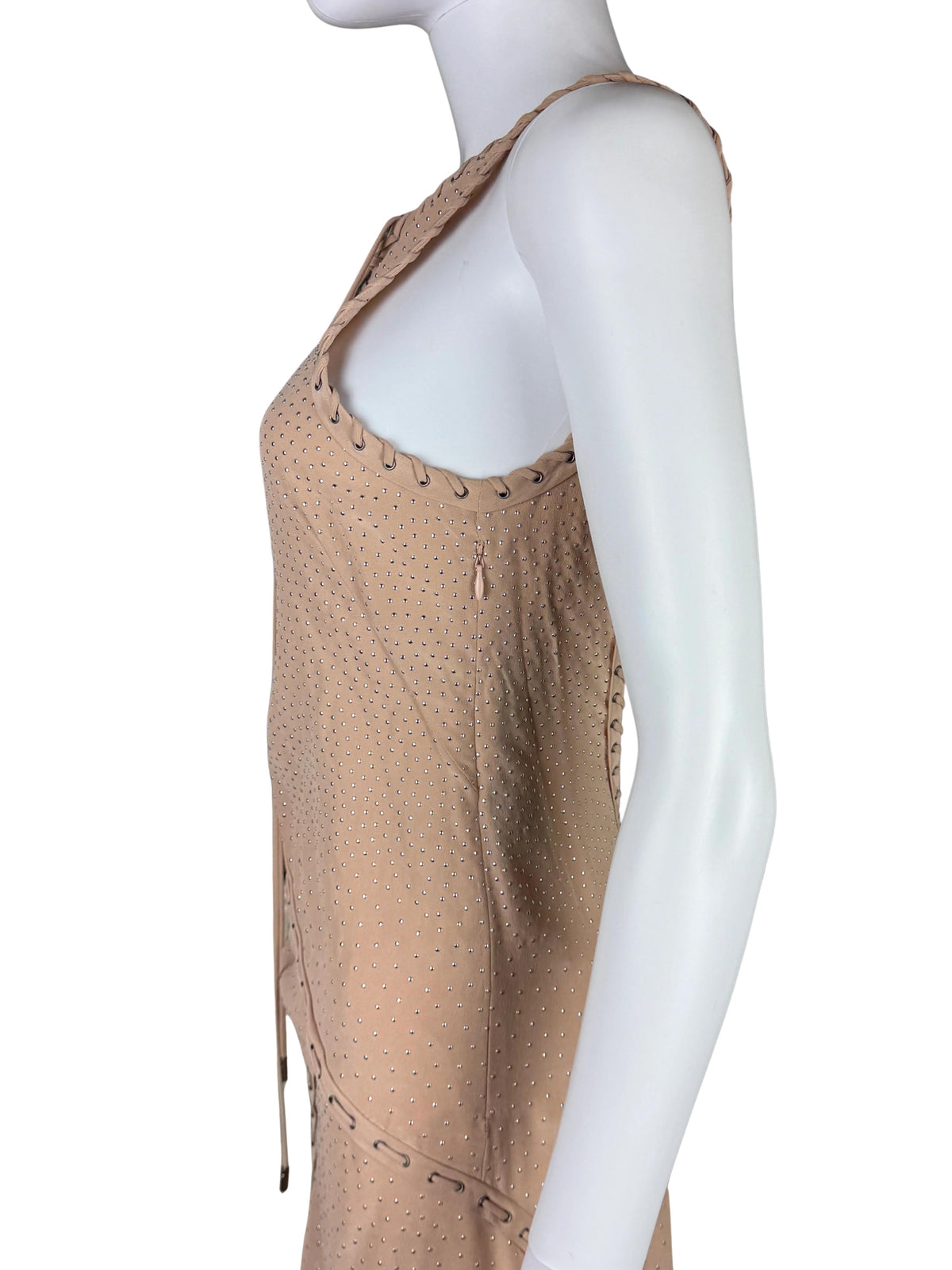 Salvatore Ferragamo Abito da Sera Resort 2013 in Seta con Micro-Borchie Nude