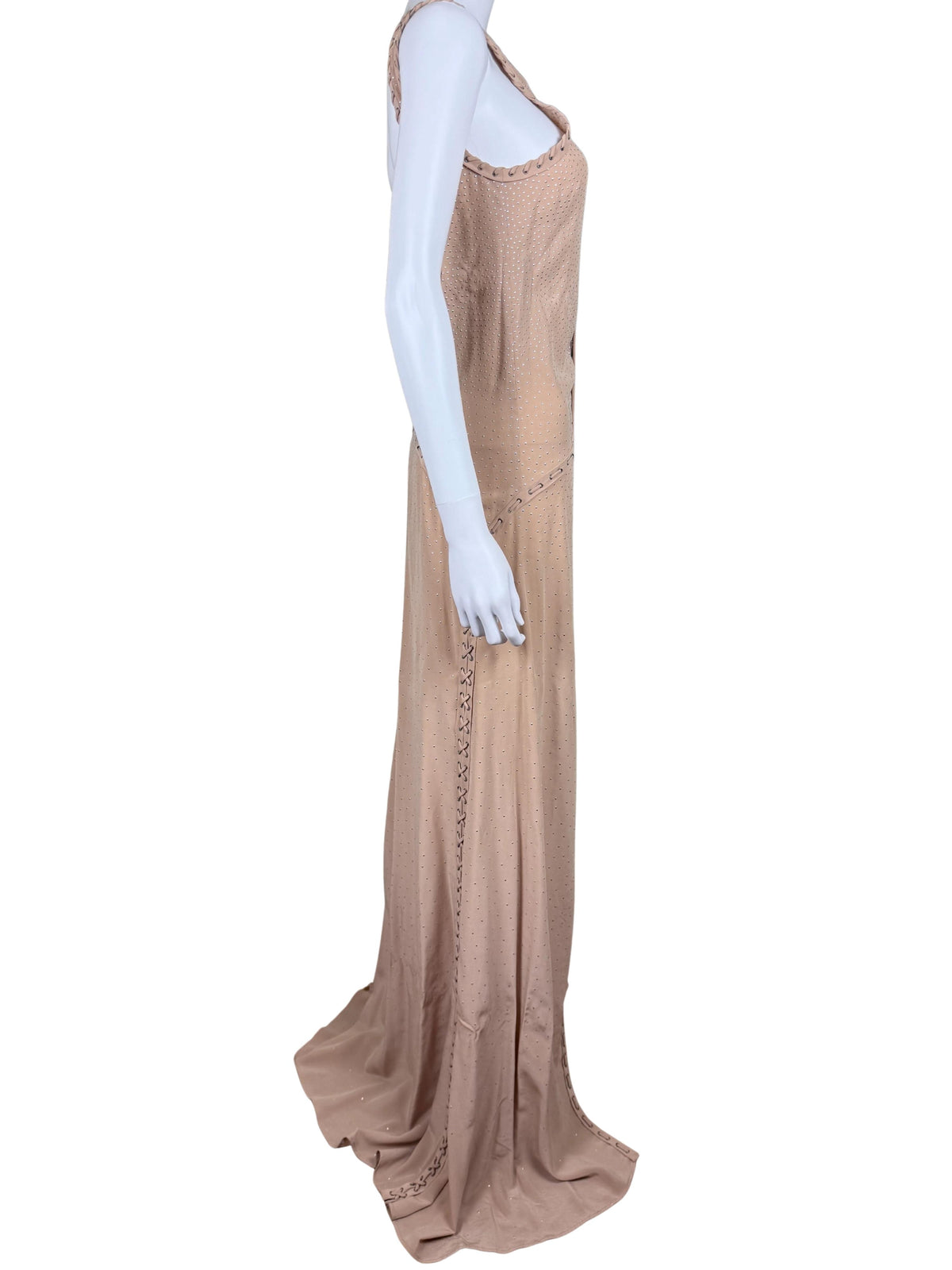 Salvatore Ferragamo Abito da Sera Resort 2013 in Seta con Micro-Borchie Nude
