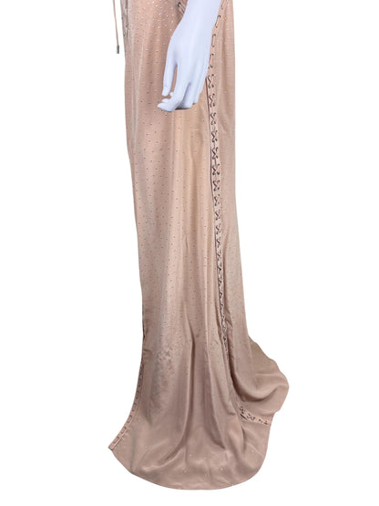Salvatore Ferragamo Abito da Sera Resort 2013 in Seta con Micro-Borchie Nude