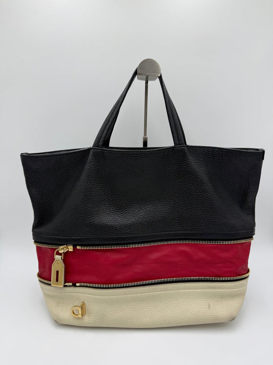 Salvatore Ferragamo Borsa Tote Vintage Convertible in Pelle Martellata Tricolore - Pally Vintage Closet