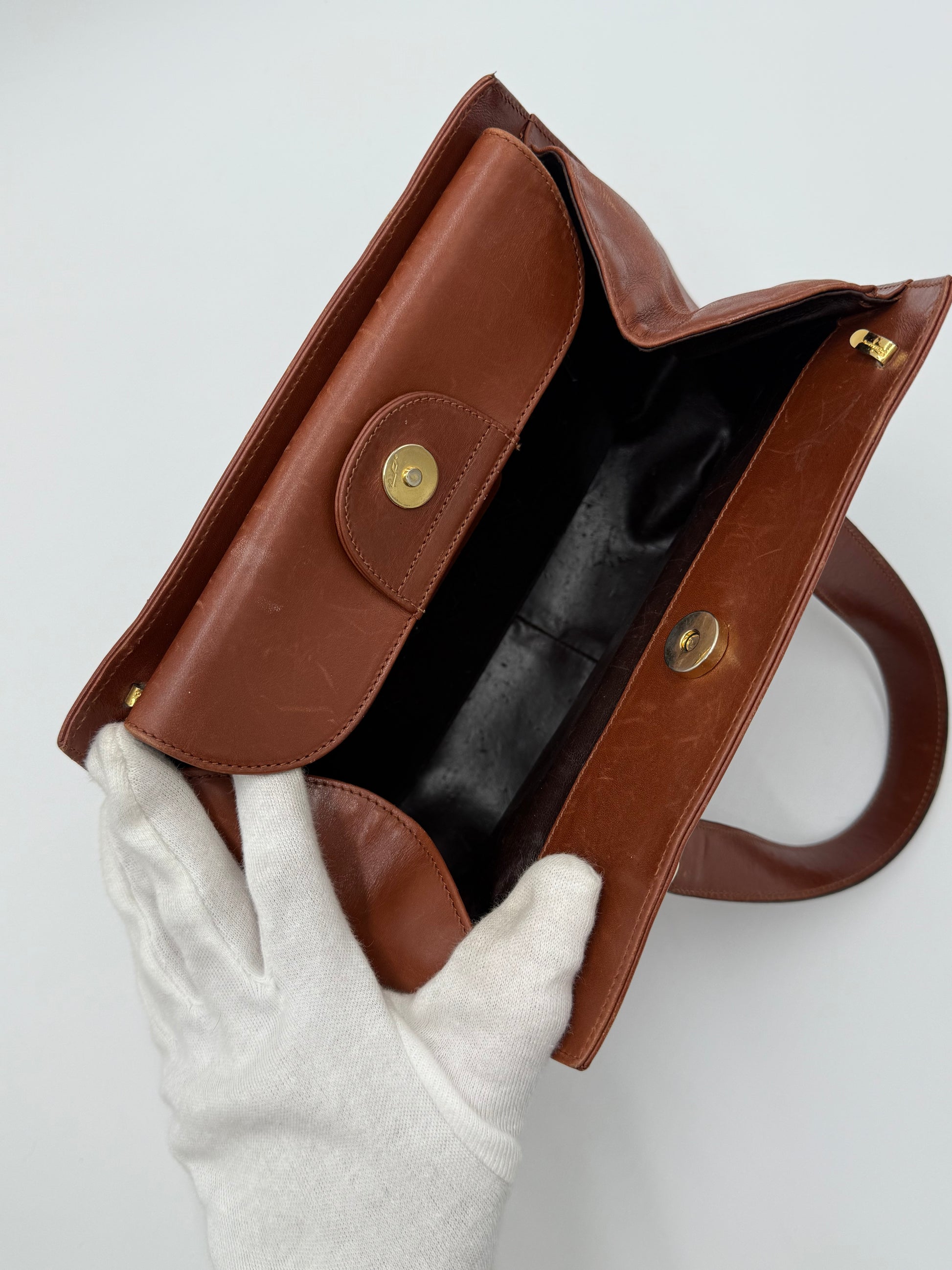 Salvatore Ferragamo Borsa Vintage Gancini in Pelle Cognac - Pally Vintage Closet