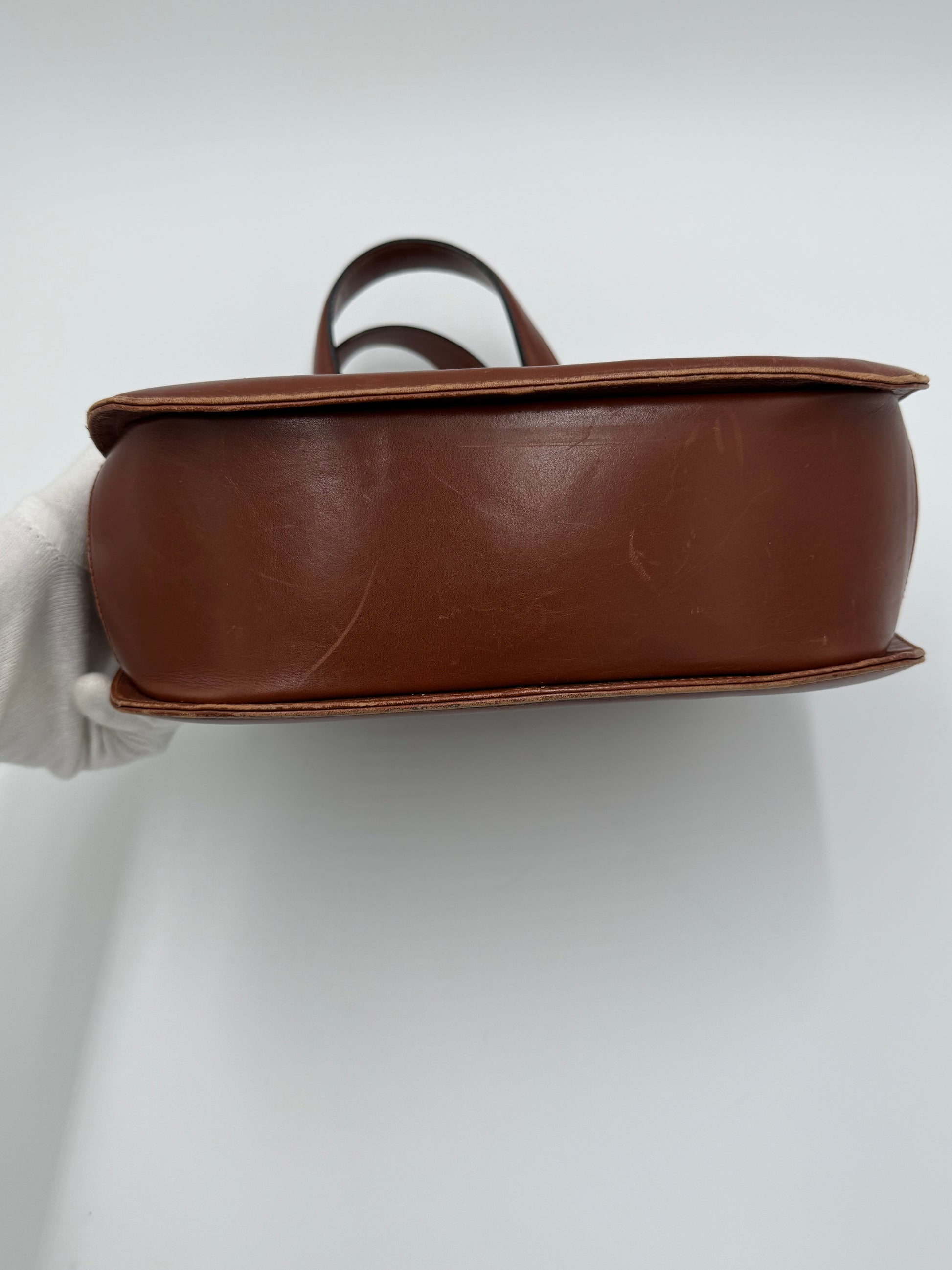 Salvatore Ferragamo Borsa Vintage Gancini in Pelle Cognac - Pally Vintage Closet