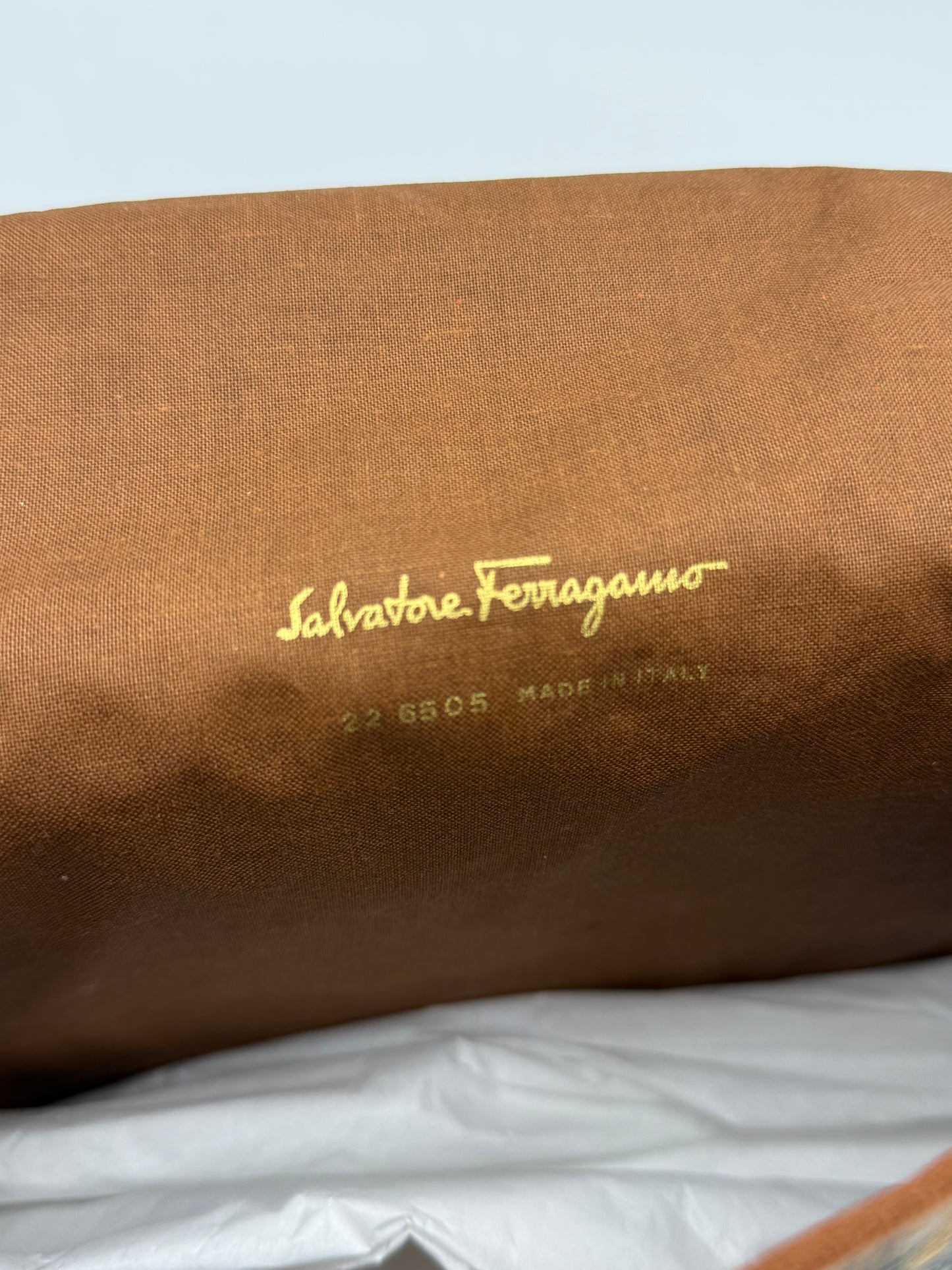 Salvatore Ferragamo Clutch Vintage in Cotone Stampa Jungle Marrone - Pally Vintage Closet