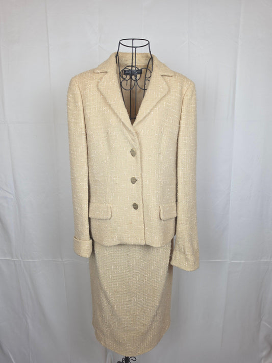 Salvatore Ferragamo Tailleur Vintage in Tweed Crema - Pally Vintage Closet
