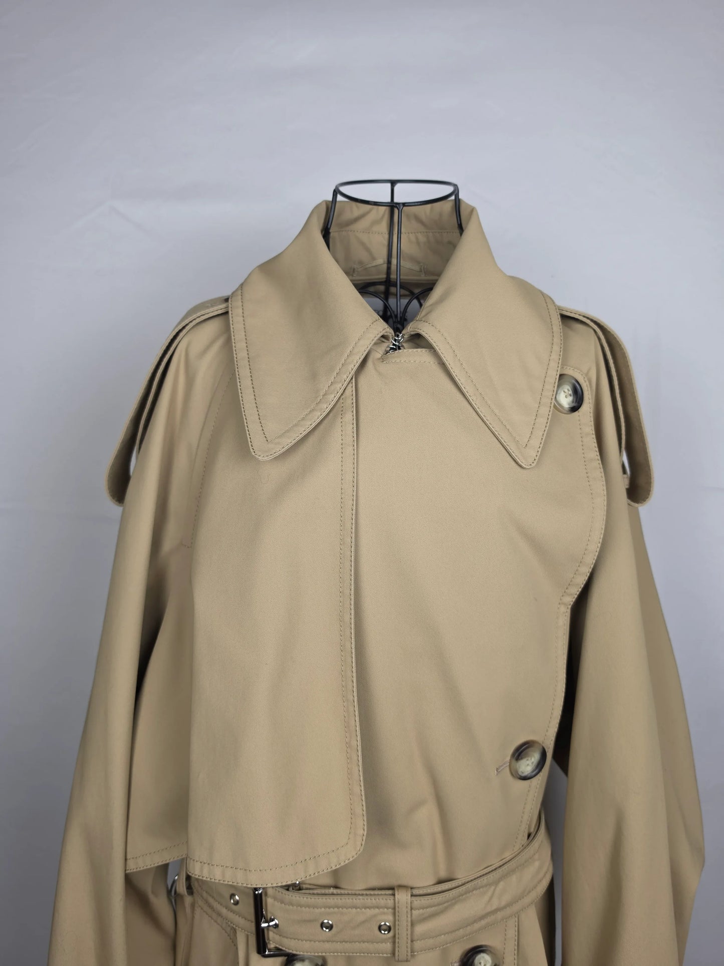 Sportmax-Trench-Double-Breasted-in-Gabardine-di-Cotone-Beige-70133991342404 - Pally Vintage Closet