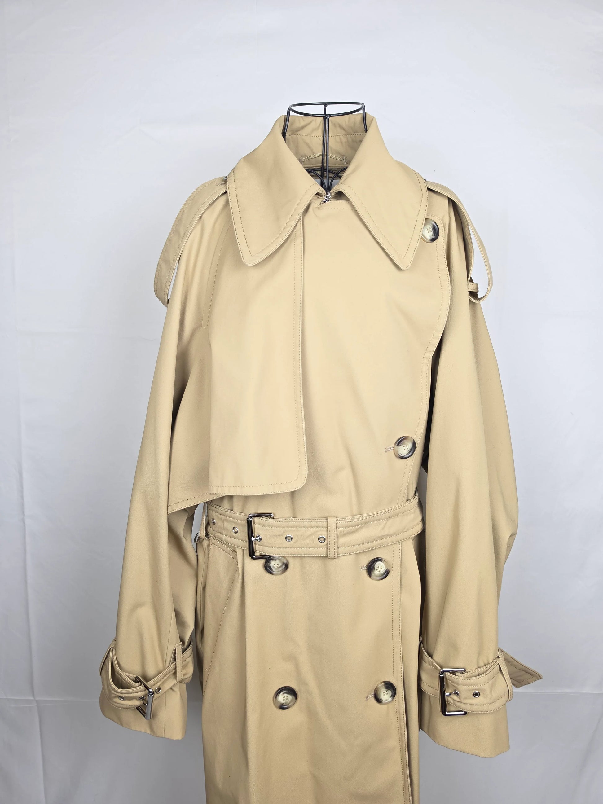 Sportmax-Trench-Double-Breasted-in-Gabardine-di-Cotone-Beige-70133991506244 - Pally Vintage Closet