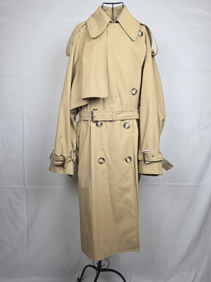 Sportmax-Trench-Double-Breasted-in-Gabardine-di-Cotone-Beige-70133991539012 - Pally Vintage Closet