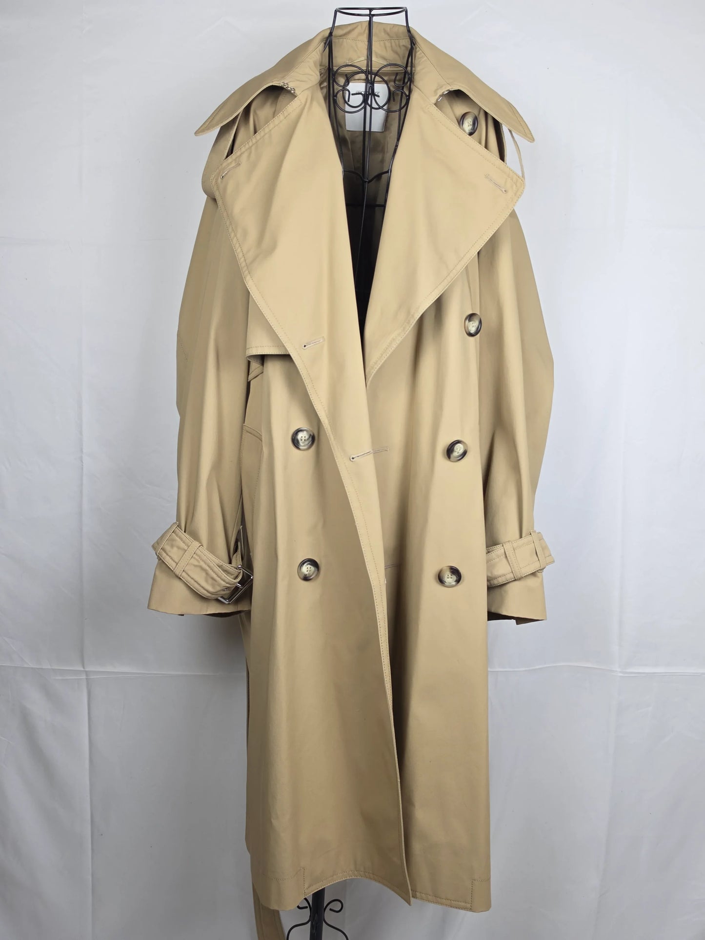 Sportmax-Trench-Double-Breasted-in-Gabardine-di-Cotone-Beige-70133991571780 - Pally Vintage Closet