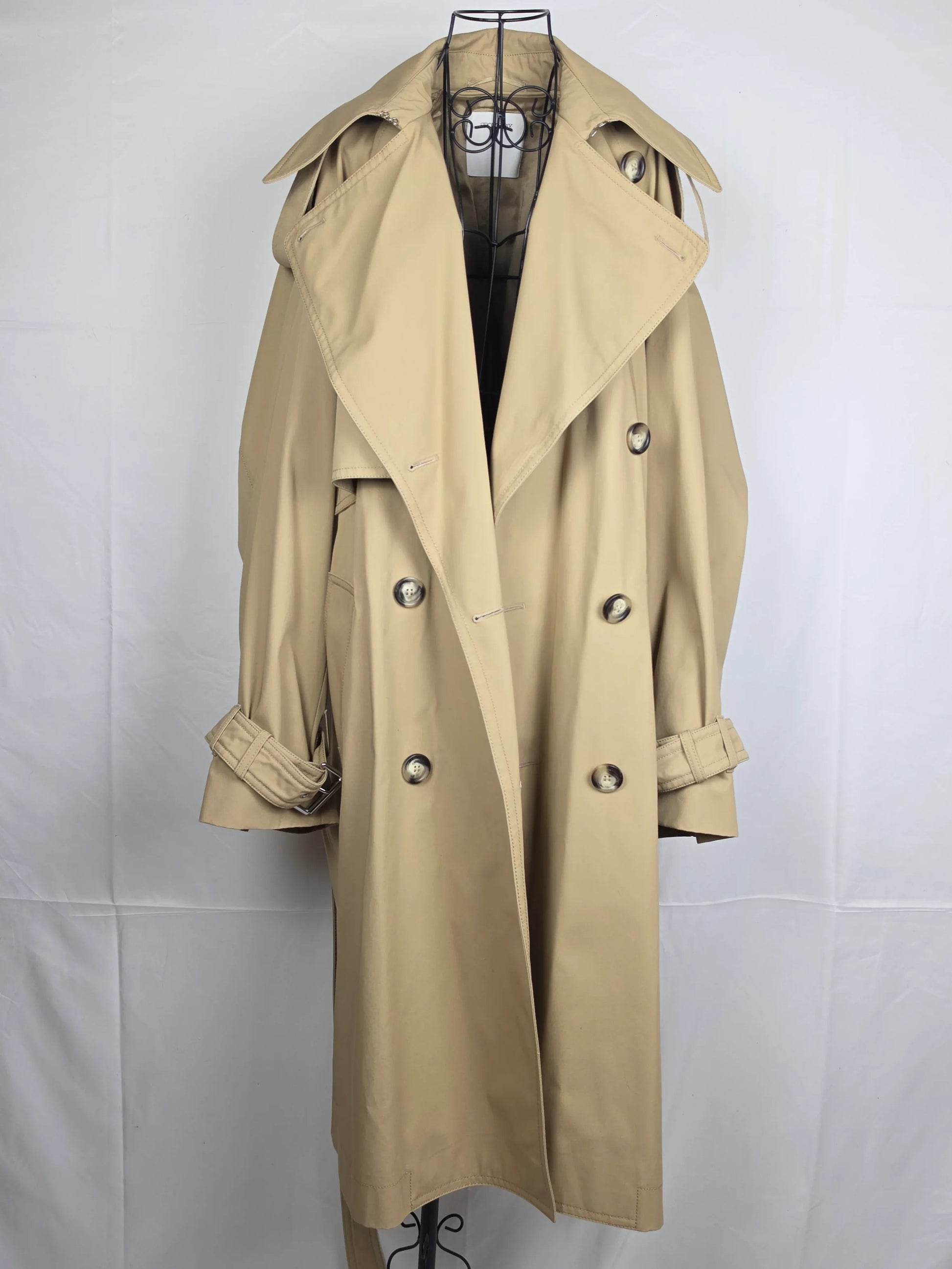 Sportmax-Trench-Double-Breasted-in-Gabardine-di-Cotone-Beige-70133991571780 - Pally Vintage Closet