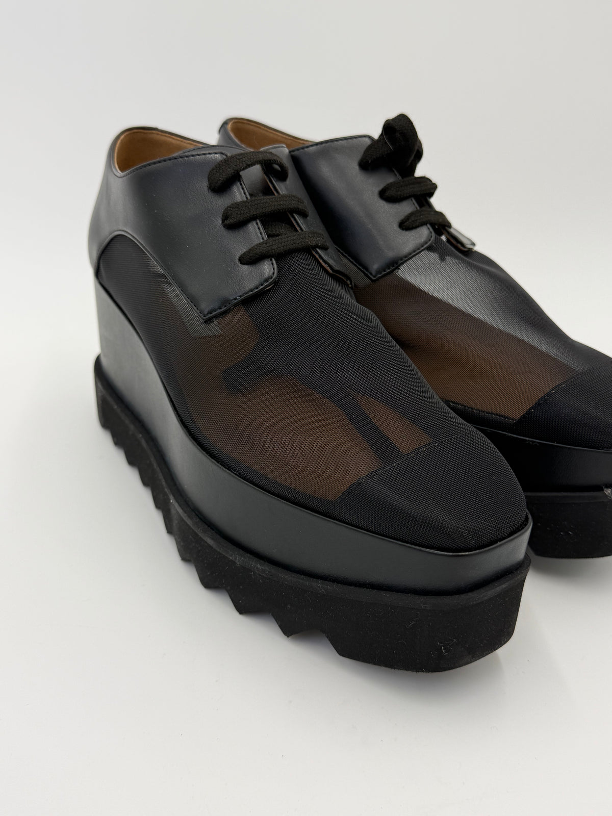 Stella McCartney Elyse Mesh Platform Lace-Up Shoes Black