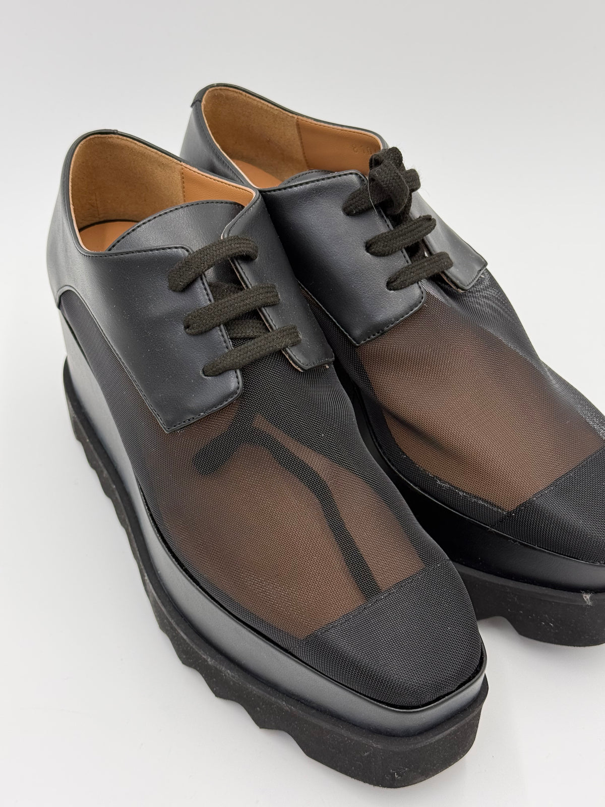 Stella McCartney Elyse Mesh Platform Lace-Up Shoes Black