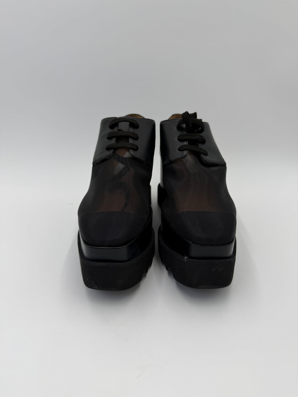Stella McCartney Elyse Mesh Platform Lace-Up Shoes Black