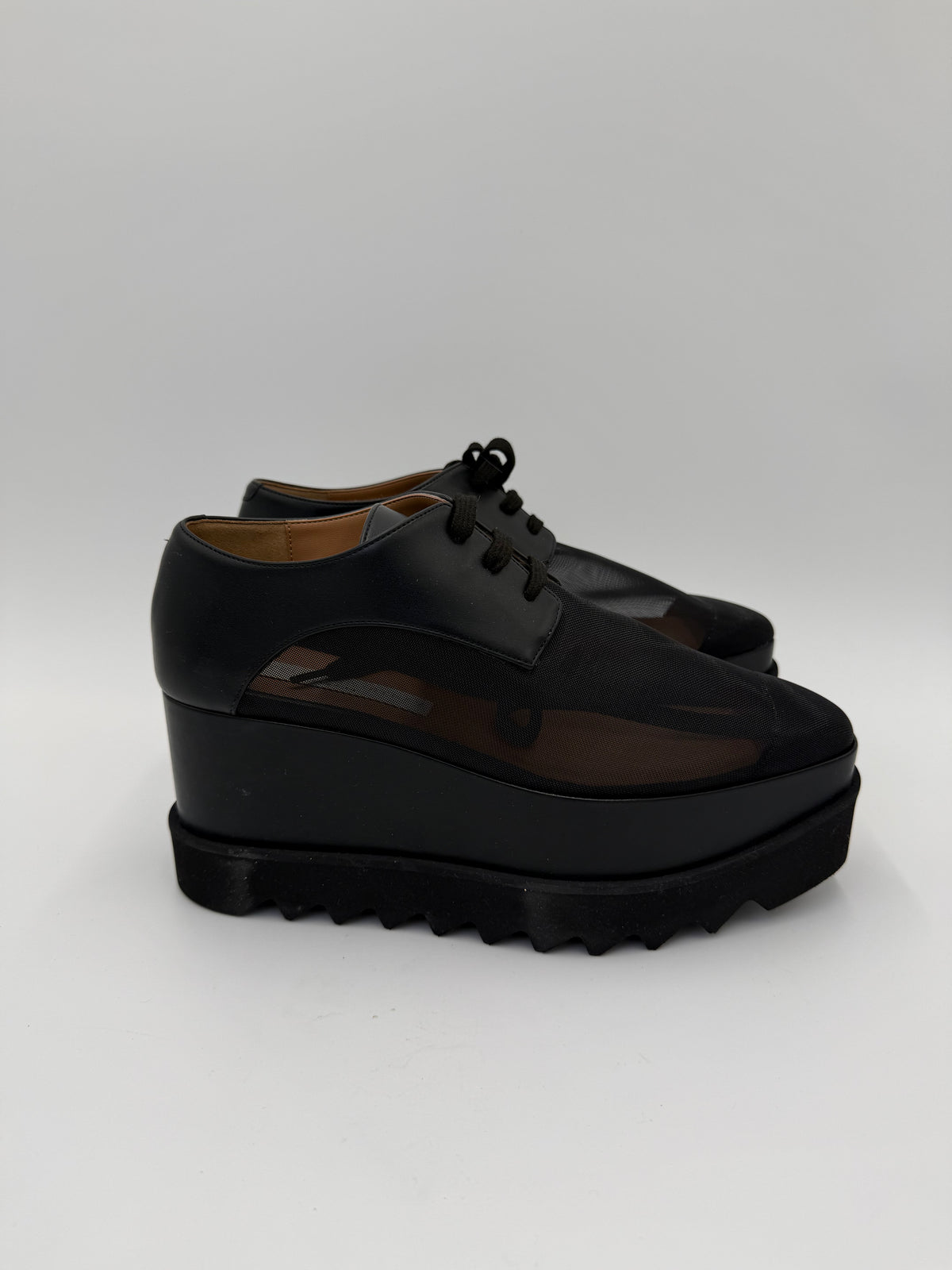 Stella McCartney Elyse Mesh Platform Lace-Up Shoes Black