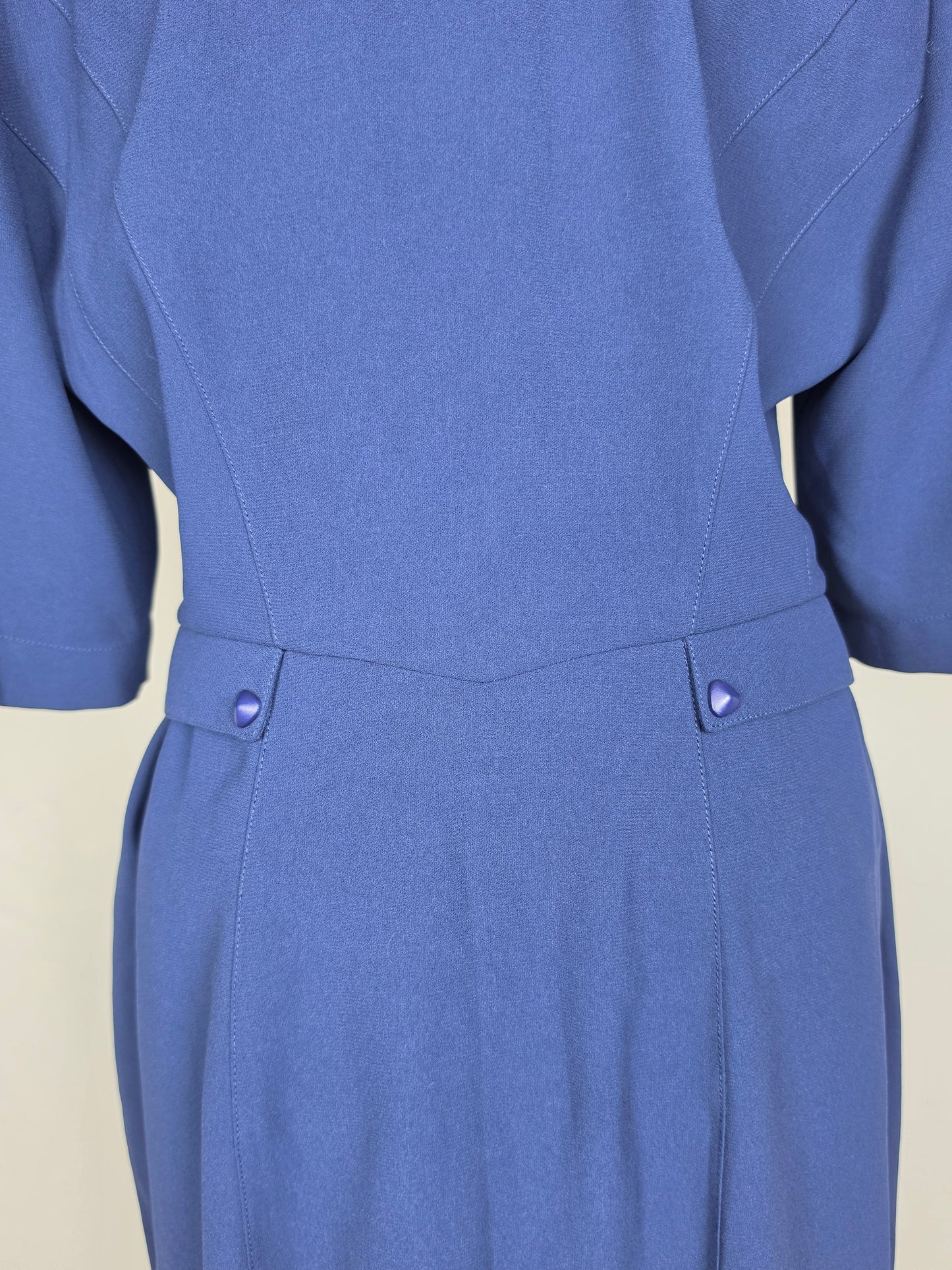 Thierry Mugler Abito Vintage Architectural Power Dressing Blu e Bianco - Pally Vintage Closet