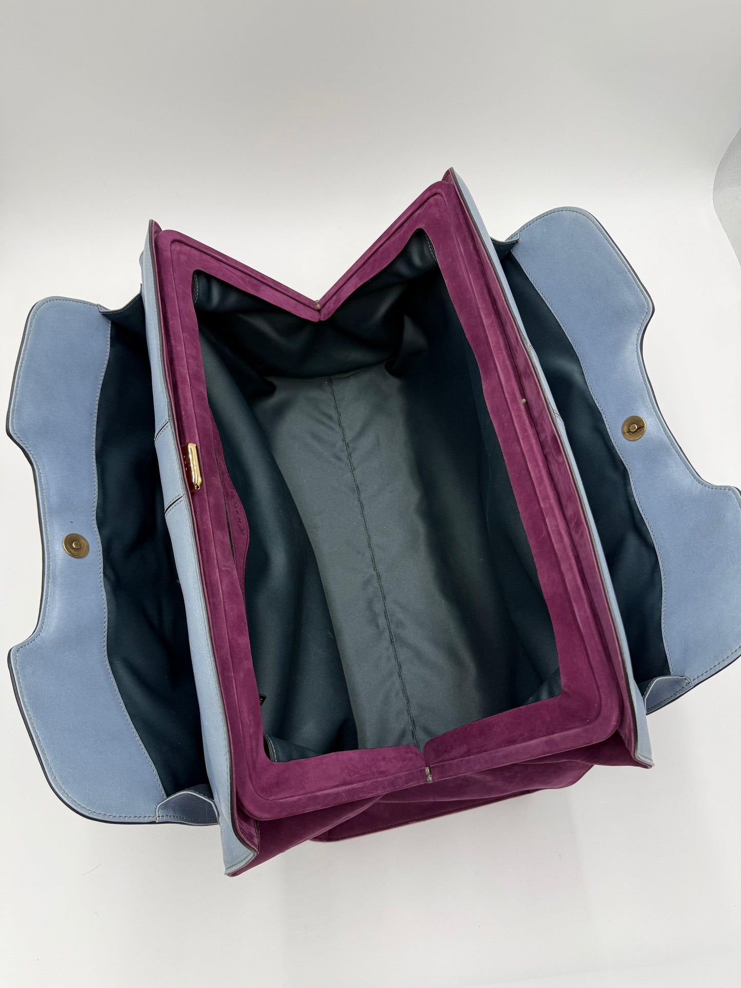 Tod's Borsa a Mano Vintage in Pelle Avio e Camoscio Prugna - Pally Vintage Closet