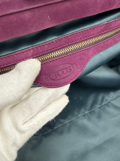 Tod's Borsa a Mano Vintage in Pelle Avio e Camoscio Prugna - Pally Vintage Closet