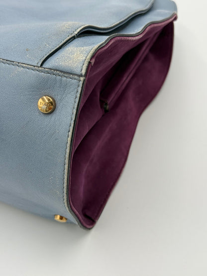 Tod's Borsa a Mano Vintage in Pelle Avio e Camoscio Prugna - Pally Vintage Closet