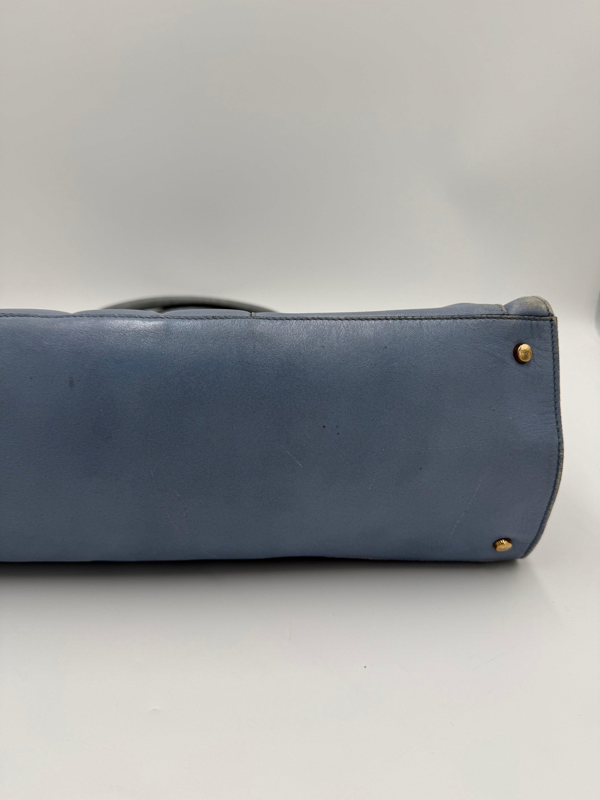 Tod's Borsa a Mano Vintage in Pelle Avio e Camoscio Prugna - Pally Vintage Closet