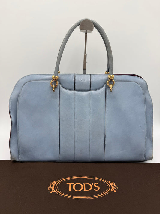 Tod's Borsa a Mano Vintage in Pelle Avio e Camoscio Prugna - Pally Vintage Closet