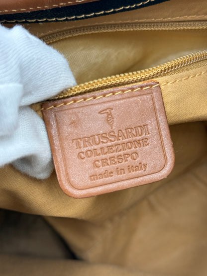 Trussardi Vintage Collezione Crespo Oval Tote Nera e Cuoio - Pally Vintage Closet