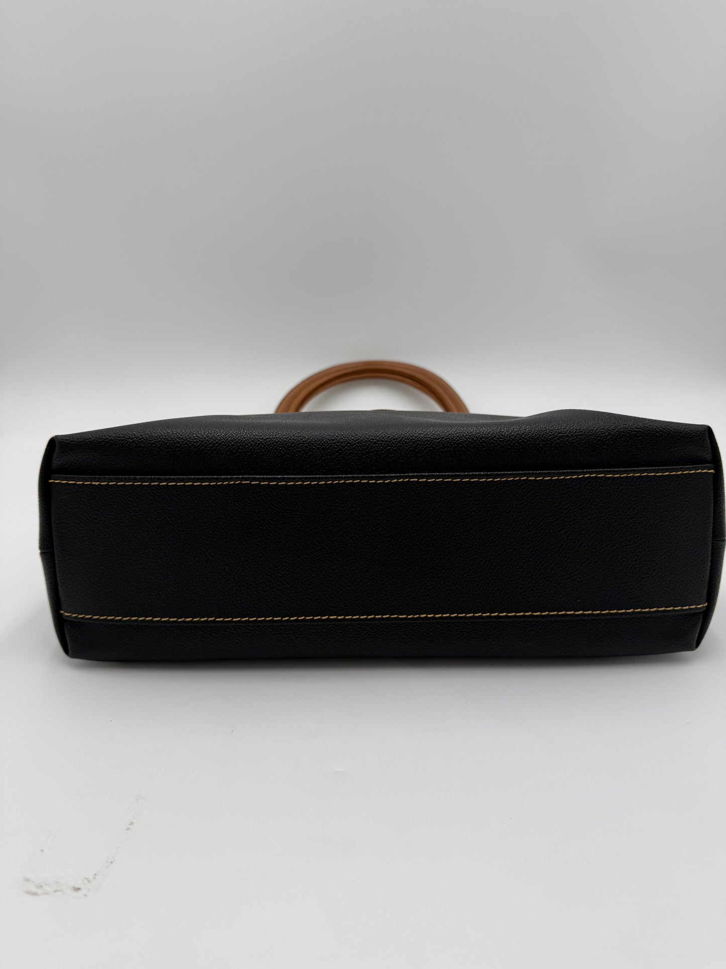 Trussardi Vintage Collezione Crespo Oval Tote Nera e Cuoio - Pally Vintage Closet
