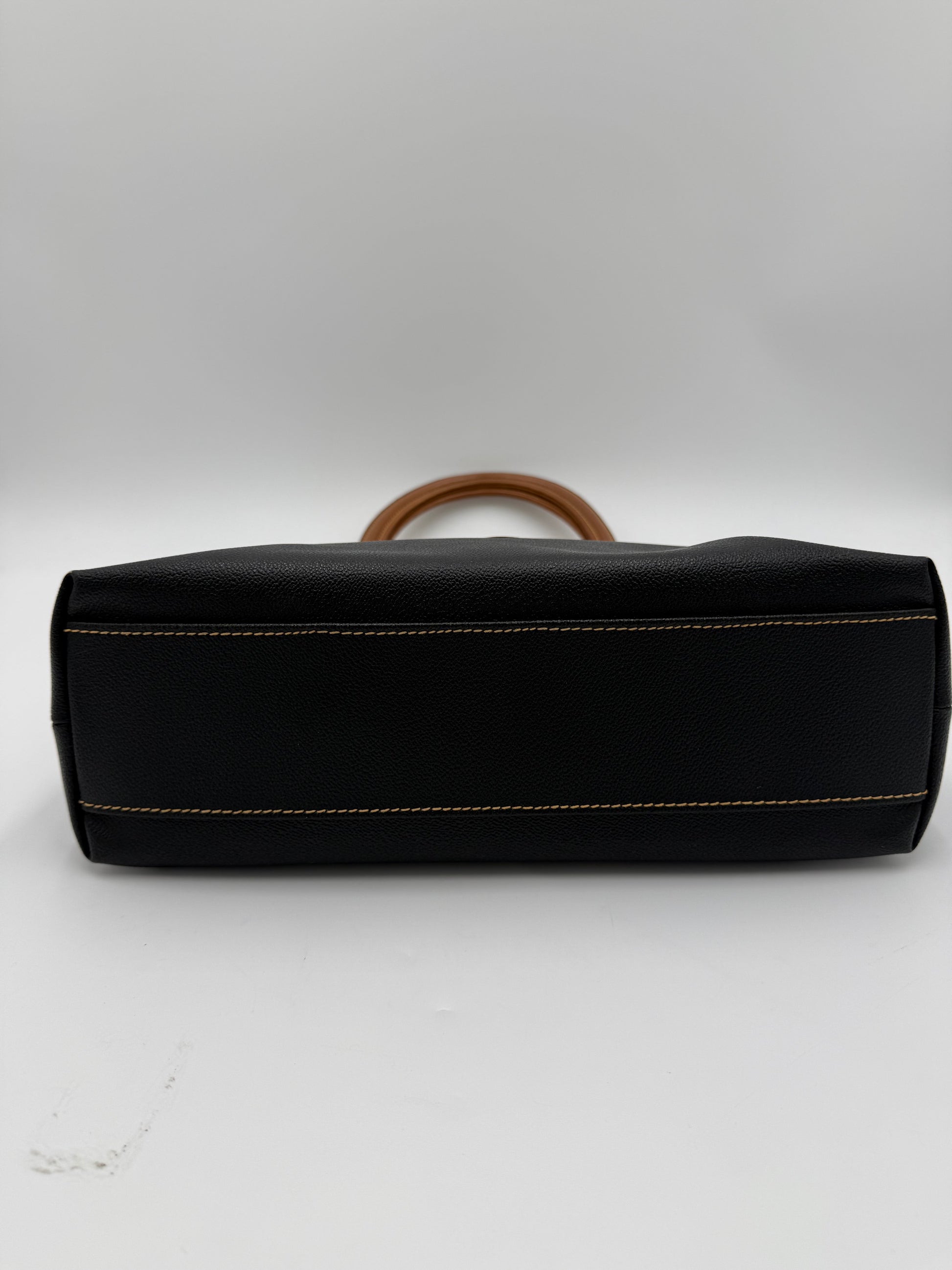 Trussardi Vintage Collezione Crespo Oval Tote Nera e Cuoio - Pally Vintage Closet