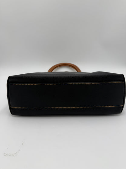 Trussardi Vintage Collezione Crespo Oval Tote Nera e Cuoio - Pally Vintage Closet