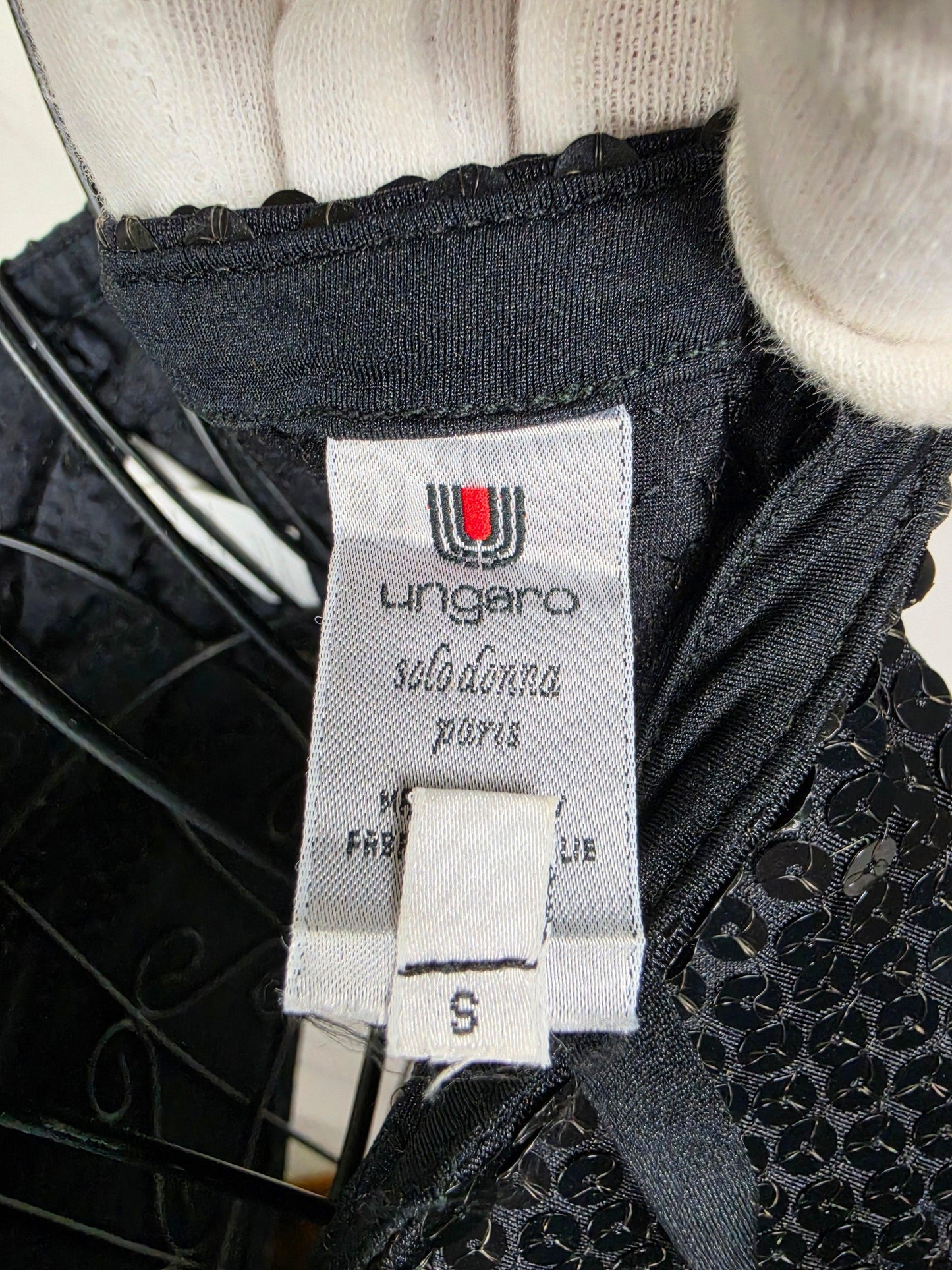 Ungaro Solo Donna Top Vintage a Canotta con Paillette Nere - Pally Vintage Closet