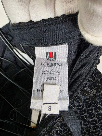 Ungaro Solo Donna Top Vintage a Canotta con Paillette Nere - Pally Vintage Closet