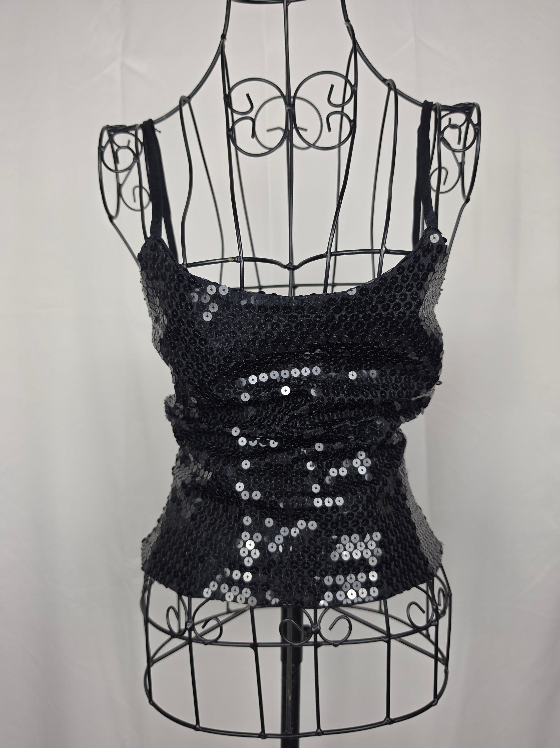 Ungaro Solo Donna Top Vintage a Canotta con Paillette Nere - Pally Vintage Closet