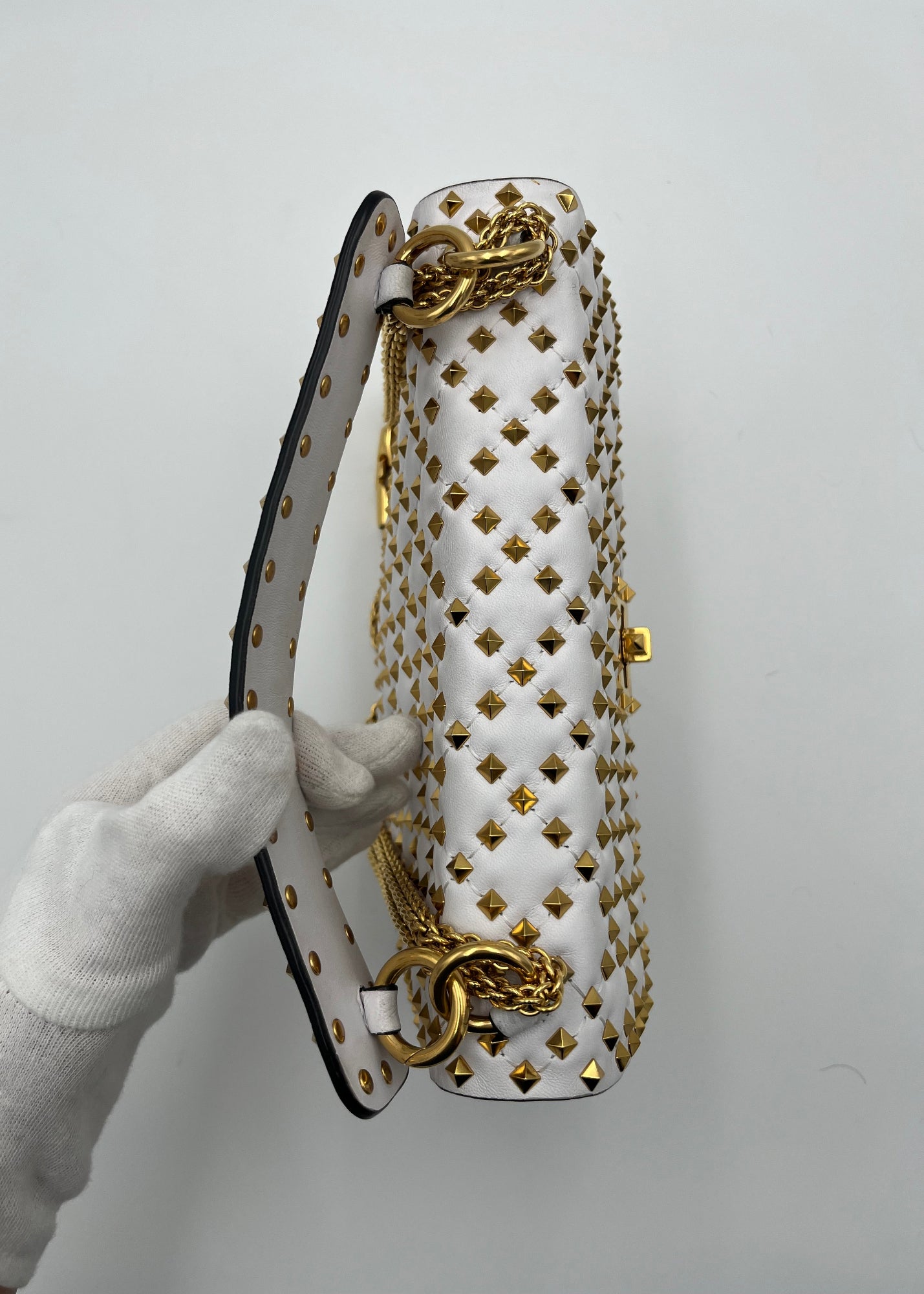 Valentino Garavani Borsa Rockstud Spike Limited Edition Media Bianca