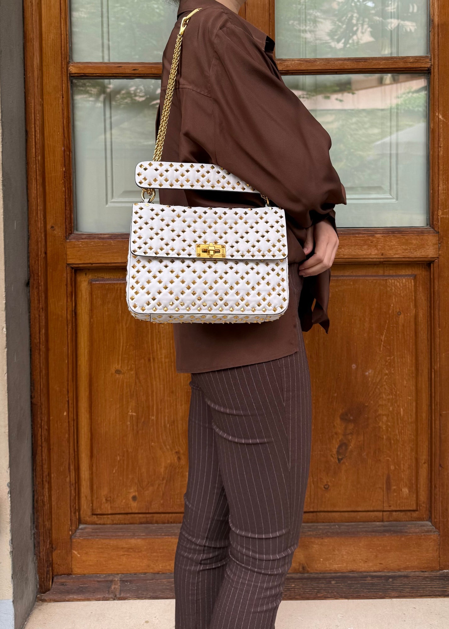 Valentino Garavani Borsa Rockstud Spike Limited Edition Media Bianca