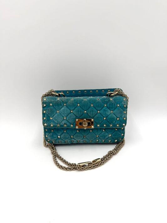 Valentino Garavani Rockstud Spike Small Bag in Light Blue Velvet