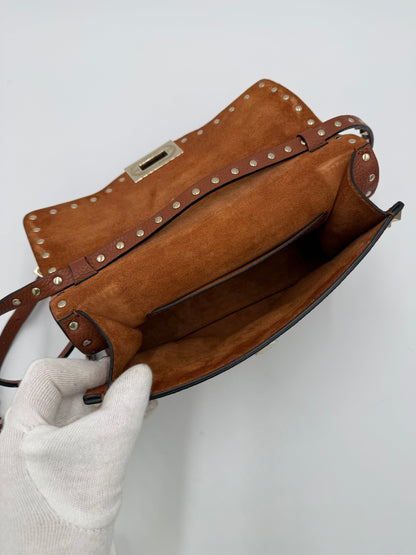 Valentino Garavani Borsa Rockstud a Tracolla Pelle Martellata Marrone - Pally Vintage Closet