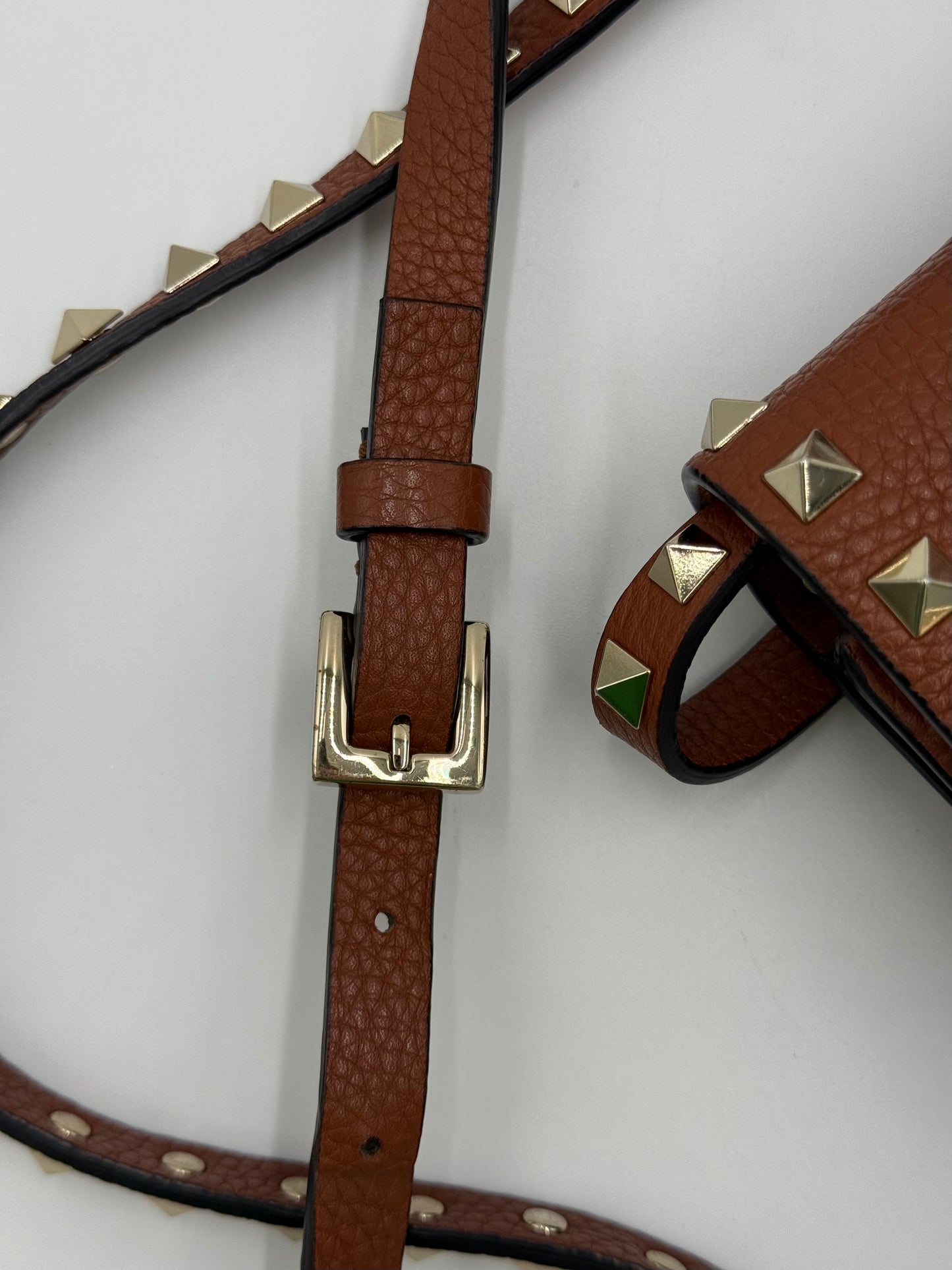 Valentino Garavani Borsa Rockstud a Tracolla Pelle Martellata Marrone - Pally Vintage Closet