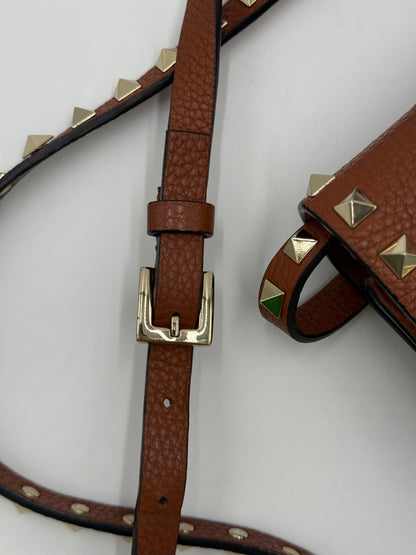 Valentino Garavani Borsa Rockstud a Tracolla Pelle Martellata Marrone - Pally Vintage Closet