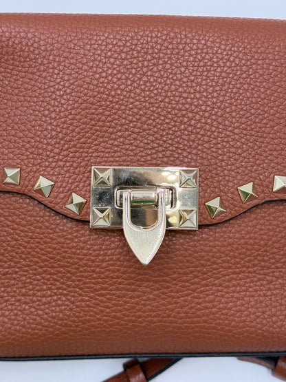 Valentino Garavani Borsa Rockstud a Tracolla Pelle Martellata Marrone - Pally Vintage Closet