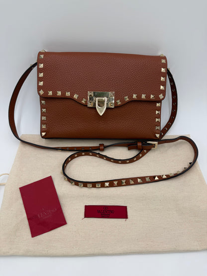 Valentino Garavani Borsa Rockstud a Tracolla Pelle Martellata Marrone - Pally Vintage Closet