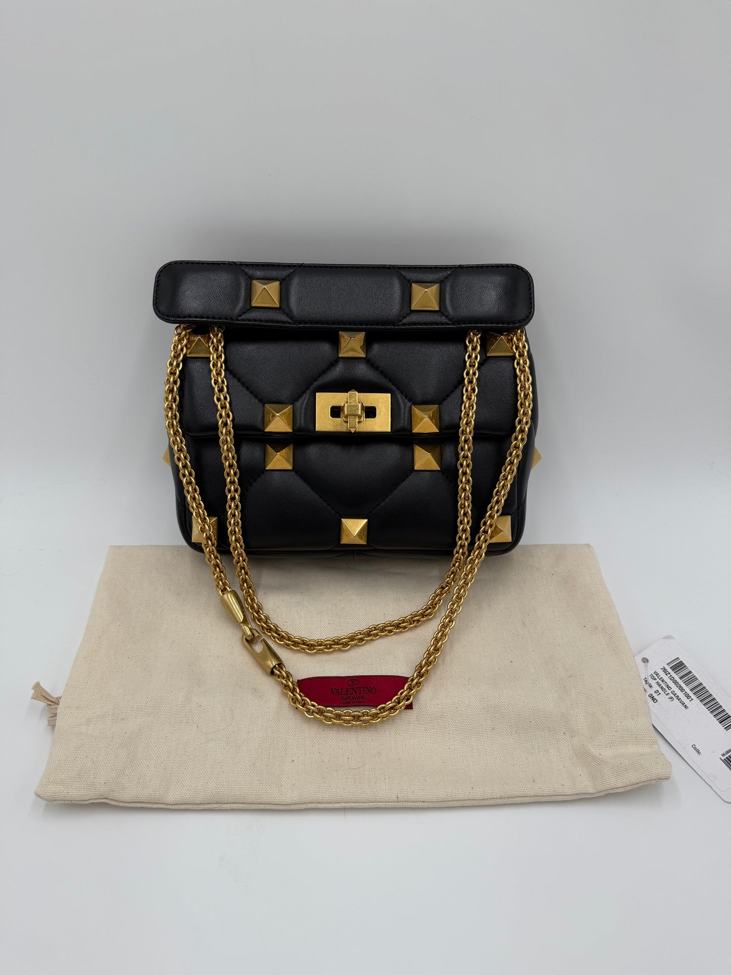 Valentino Garavani Borsa Roman Spike in Pelle Trapuntata Nera - Pally Vintage Closet