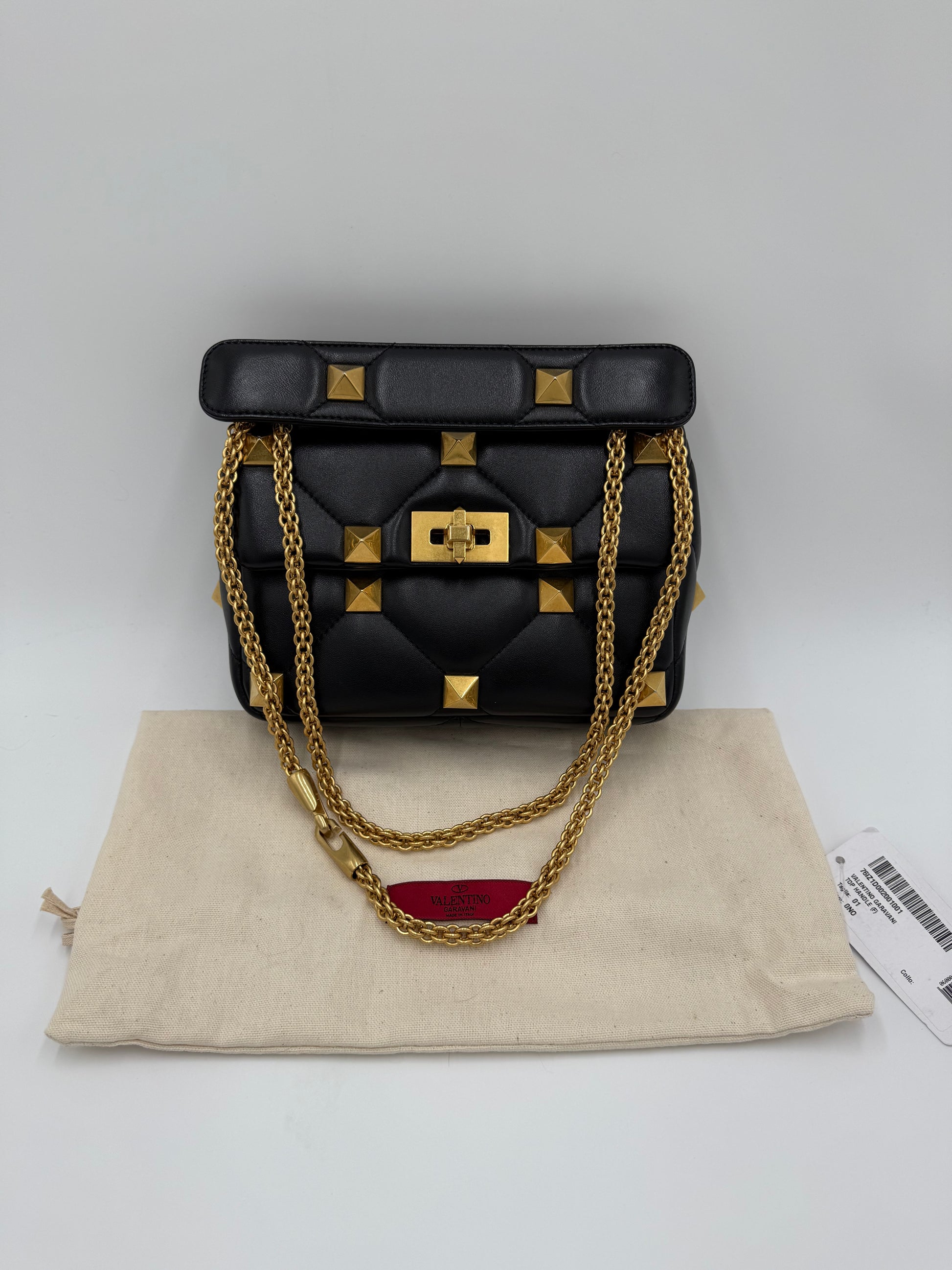 Valentino Garavani Borsa Roman Spike in Pelle Trapuntata Nera - Pally Vintage Closet