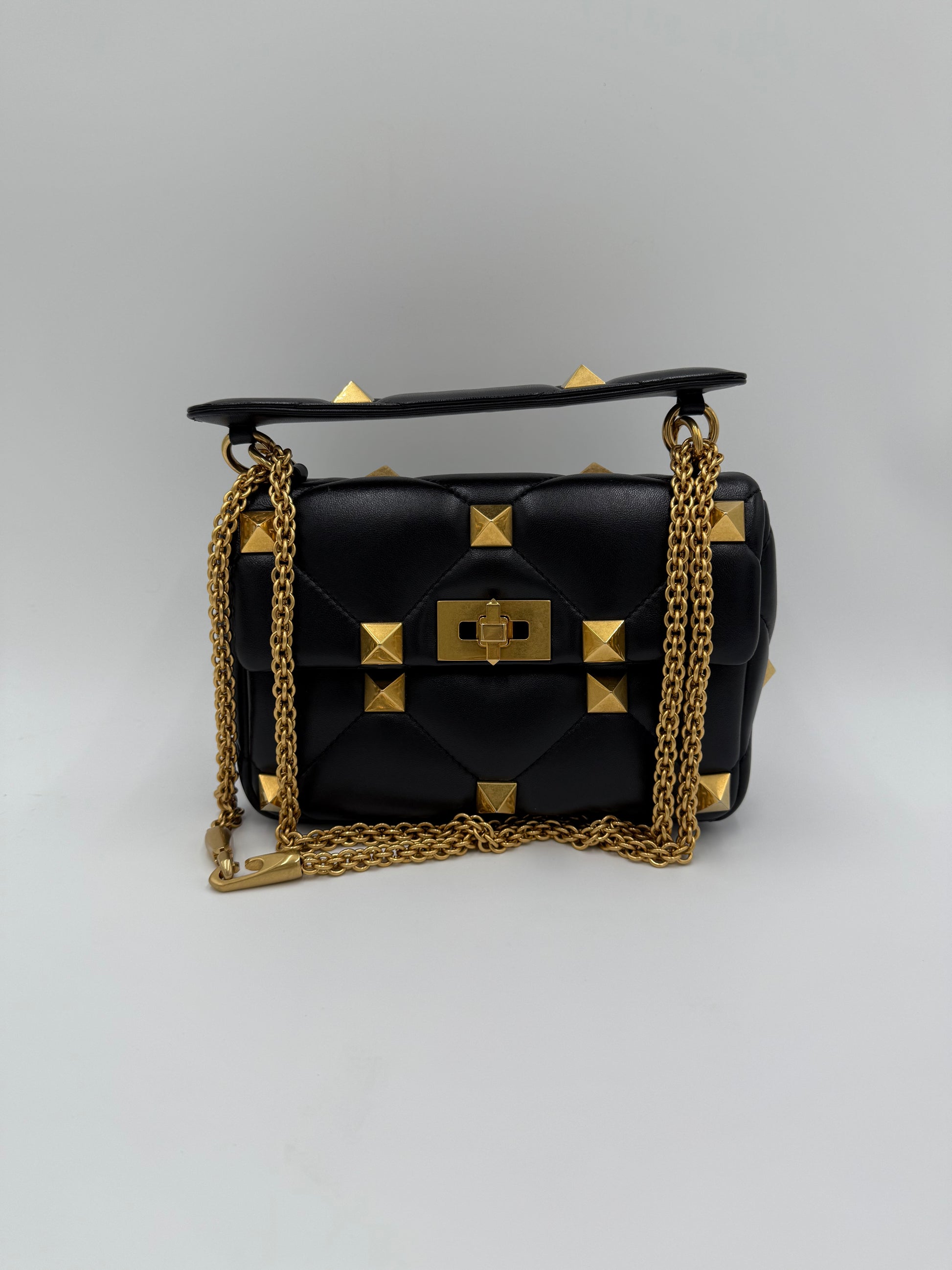 Valentino Garavani Borsa Roman Spike in Pelle Trapuntata Nera - Pally Vintage Closet