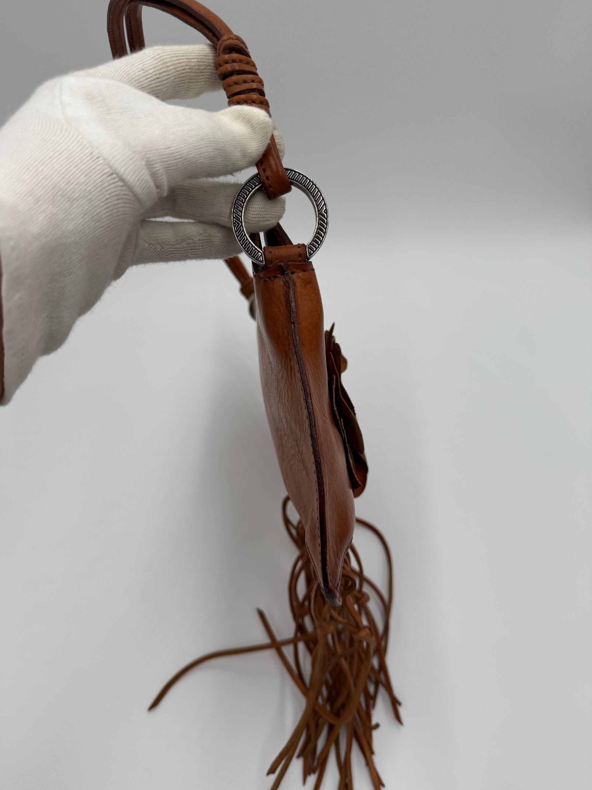 Valentino Garavani Borsa Vintage a Spalla in Pelle con Frange Marrone - Pally Vintage Closet