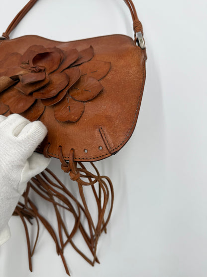 Valentino Garavani Borsa Vintage a Spalla in Pelle con Frange Marrone - Pally Vintage Closet