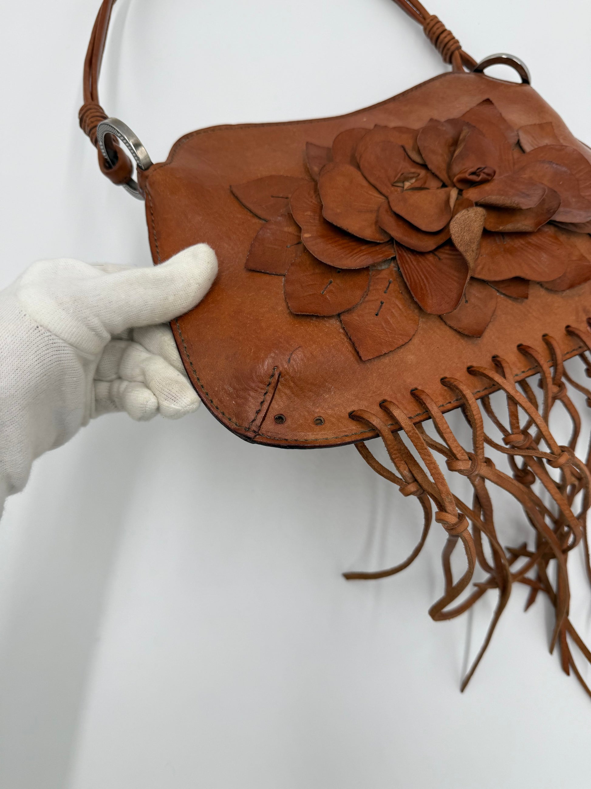 Valentino Garavani Borsa Vintage a Spalla in Pelle con Frange Marrone - Pally Vintage Closet